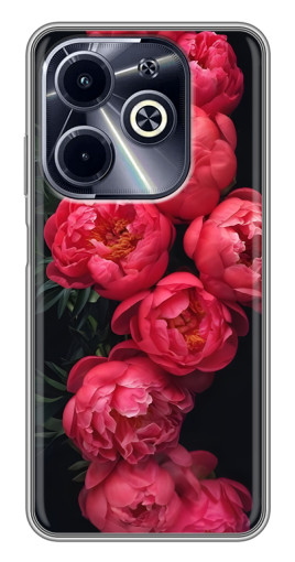 Чехол с принтом "Яркие пионы" для Infinix Hot 40i