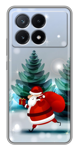 Силиконовый чехол с изображением "Дед Мороз с подарком" для Xiaomi POCO X6 Pro (5G)