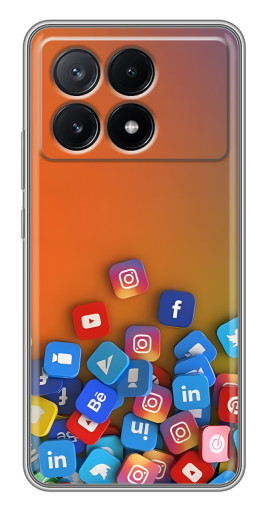 Чехол с принтом "Иконки соц сетей" для Xiaomi POCO X6 Pro (5G)
