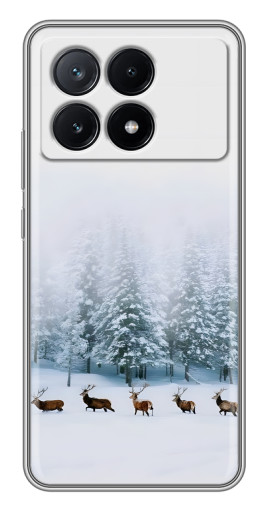 Силиконовый чехол с изображением "Олени в лесу" для Xiaomi POCO X6 Pro (5G)