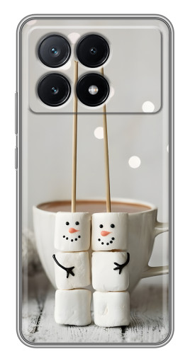 Силиконовый чехол с изображением "Снеговики из зефира" для Xiaomi POCO X6 Pro (5G)