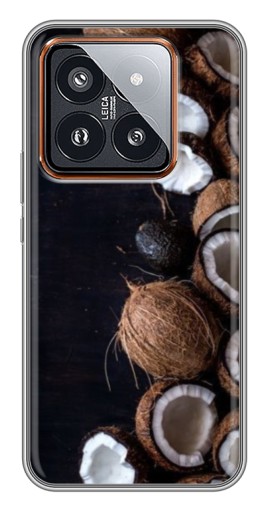 Силиконовый чехол с изображением "Кокосы на черном" для Xiaomi 14 Pro