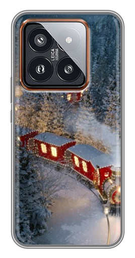 Чехол с картинкой "Новогодний поезд" для Xiaomi 14 Pro