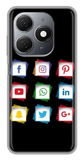 Силиконовый чехол с изображением "Иконки на черном" для TECNO Spark 20