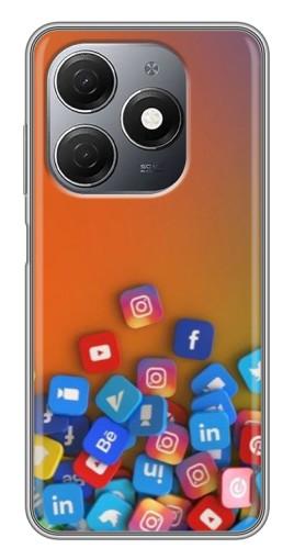 Чехол с печатью "Иконки соц сетей" для TECNO Spark 20
