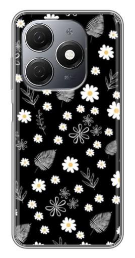 Чехол с печатью "Ромашки на черном" для TECNO Spark 20