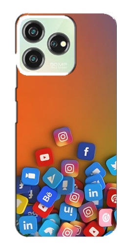 Чехол с картинкой "Иконки соц сетей" для ZTE Blade V50