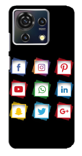 Чехол с печатью "Иконки на черном" для ZTE Blade V50 Vita