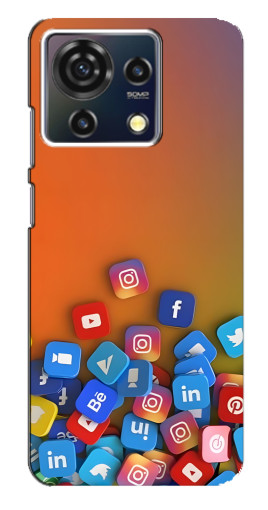 Чехол с печатью "Иконки соц сетей" для ZTE Blade V50 Vita