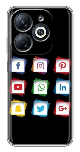 Чехол с печатью "Иконки на черном" для Infinix Smart 8
