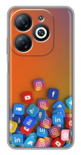 Силиконовый чехол с изображением "Иконки соц сетей" для Infinix Smart 8