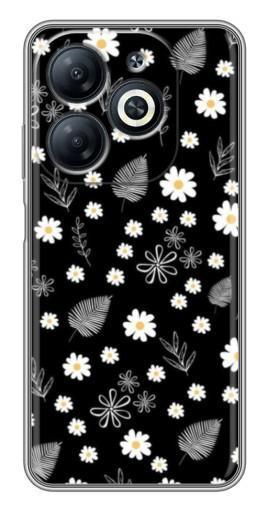 Чехол с печатью "Ромашки на черном" для Infinix Smart 8