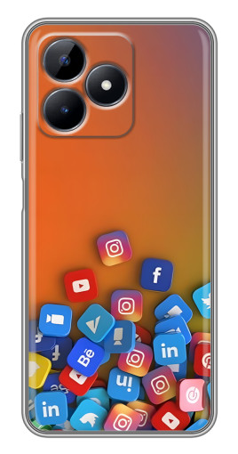 Чехол с принтом "Иконки соц сетей" для Realme C51