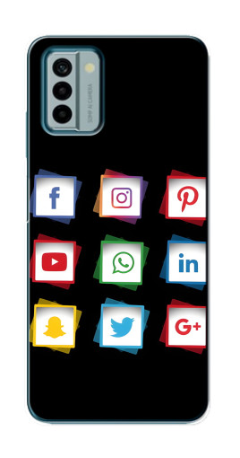 Силиконовый чехол с изображением "Иконки на черном" для Nokia G22