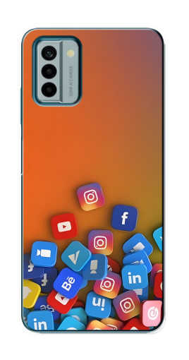 Чехол с печатью "Иконки соц сетей" для Nokia G22