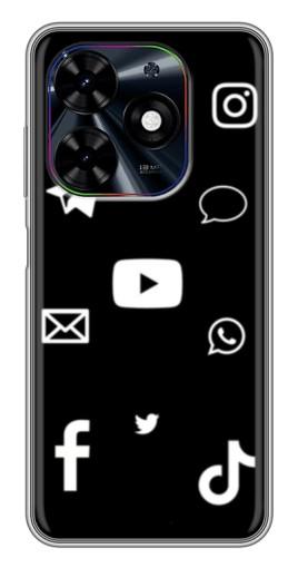 Силиконовый чехол с изображением "Белые иконки" для Tecno Spark Go 2024 (BG6)