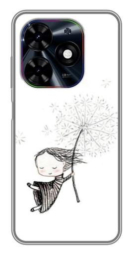 Силиконовый чехол с изображением "Девочка с одуванчиком" для Tecno Spark Go 2024 (BG6)
