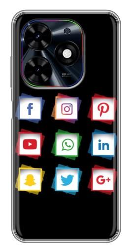 Чехол с принтом "Иконки на черном" для Tecno Spark Go 2024 (BG6)