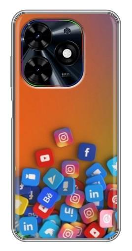 Силиконовый чехол с изображением "Иконки соц сетей" для Tecno Spark Go 2024 (BG6)