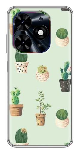 Чехол с печатью "Кактусы в горшочках " для Tecno Spark Go 2024 (BG6)