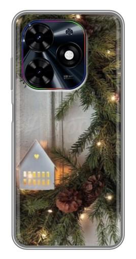 Силиконовый чехол с изображением "Новогодний венок" для Tecno Spark Go 2024 (BG6)