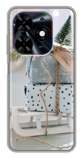 Силиконовый чехол с изображением "Подарки на санках" для Tecno Spark Go 2024 (BG6)