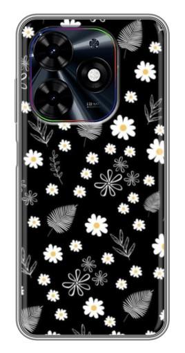 Силиконовый чехол с изображением "Ромашки на черном" для Tecno Spark Go 2024 (BG6)