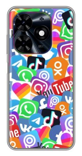 Чехол с принтом "Яркие иконки" для Tecno Spark Go 2024 (BG6)