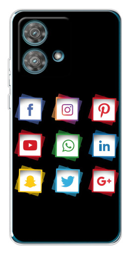 Чехол с картинкой "Иконки на черном" для Motorola Edge 40 Neo