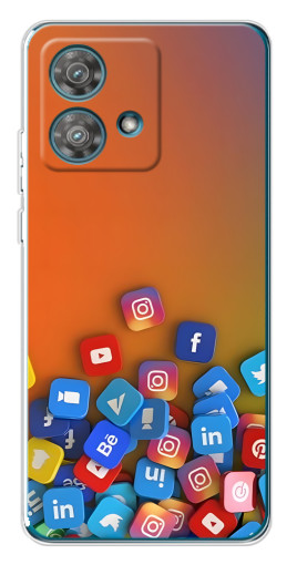 Чехол с картинкой "Иконки соц сетей" для Motorola Edge 40 Neo