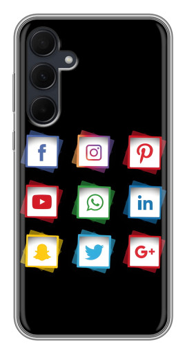 Чехол с печатью "Иконки на черном" для Samsung Galaxy A35 (5G)