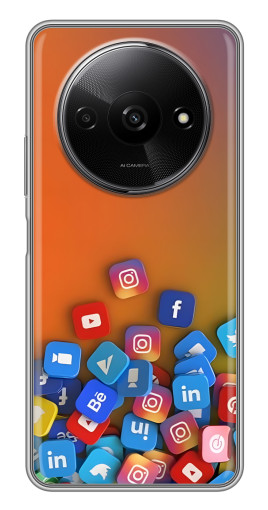 Чехол с картинкой "Иконки соц сетей" для Xiaomi Redmi A3