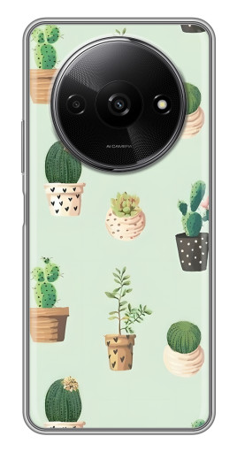 Чехол с принтом "Кактусы в горшочках " для Xiaomi Redmi A3