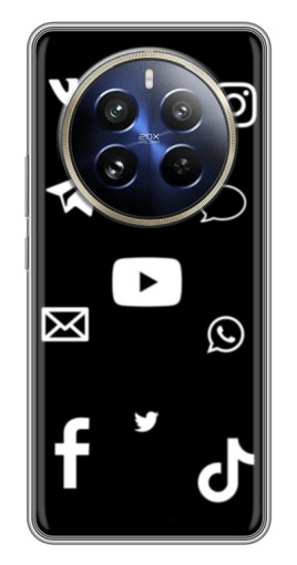 Силиконовый чехол с изображением "Белые иконки" для Realme 12 Pro Plus
