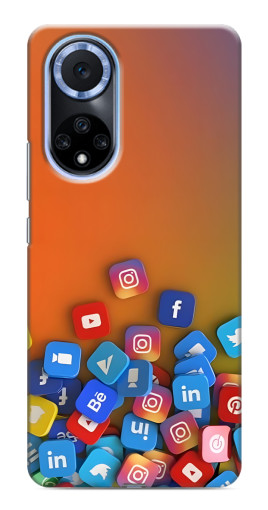 Силиконовый чехол с изображением "Иконки соц сетей" для Huawei Nova 9 SE