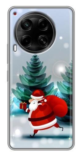 Силиконовый чехол с изображением "Дед Мороз с подарком" для Tecno Camon 30 (CL6)