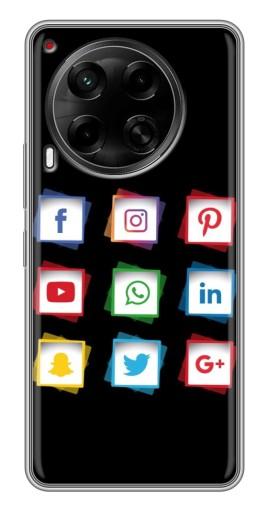 Чехол с принтом "Иконки на черном" для Tecno Camon 30 (CL6)
