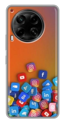 Силиконовый чехол с изображением "Иконки соц сетей" для Tecno Camon 30 (CL6)