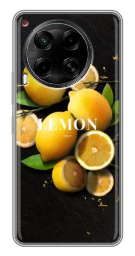 Силиконовый чехол с изображением "Лимон на черном" для Tecno Camon 30 (CL6)