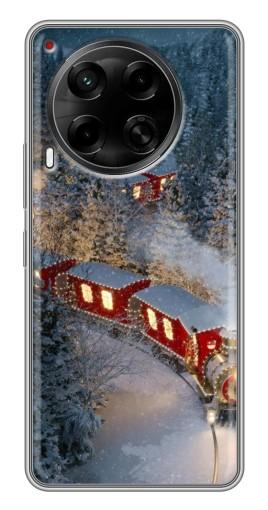 Силиконовый чехол с изображением "Новогодний поезд" для Tecno Camon 30 (CL6)