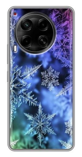 Силиконовый чехол с изображением "Разноцветные снежинки" для Tecno Camon 30 (CL6)