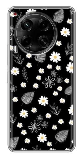 Чехол с печатью "Ромашки на черном" для Tecno Camon 30 (CL6)