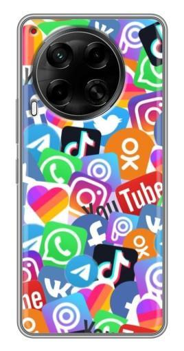 Чехол с картинкой "Яркие иконки" для Tecno Camon 30 (CL6)