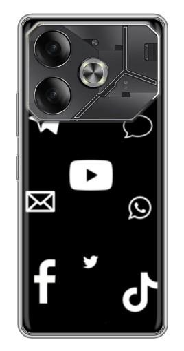 Чехол с картинкой "Белые иконки" для Tecno Pova 6