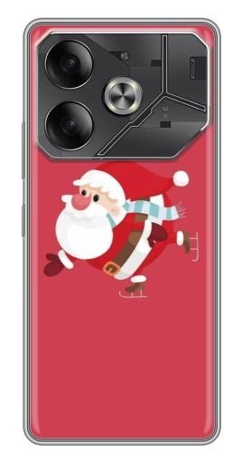 Чехол с принтом "Дед Мороз на коньках" для Tecno Pova 6