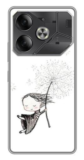 Чехол с картинкой "Девочка с одуванчиком" для Tecno Pova 6