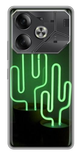 Силиконовый чехол с изображением "Неоновый кактус" для Tecno Pova 6