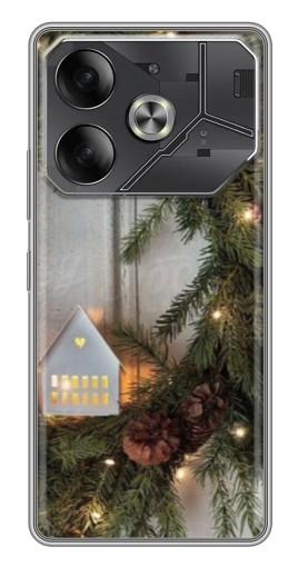 Силиконовый чехол с изображением "Новогодний венок" для Tecno Pova 6
