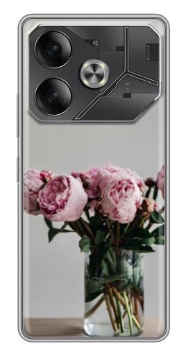 Силиконовый чехол с изображением "Пионы в вазе" для Tecno Pova 6