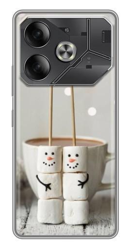 Чехол с картинкой "Снеговики из зефира" для Tecno Pova 6